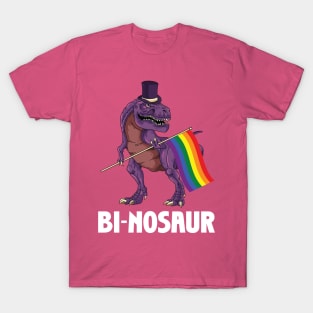 LGBT Bi-Nosaur Gay Pride Rainbow Flag Awareness Gay Lesbian T-Shirt